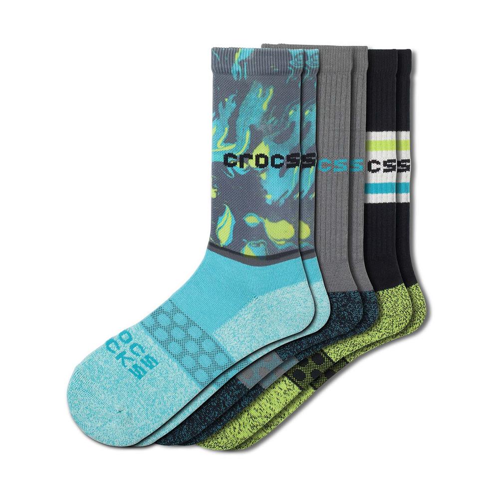 Chaussettes Crocs Adult Crew Seasonal Marble 3 Pack Homme Multicolore | France 1646ILHS